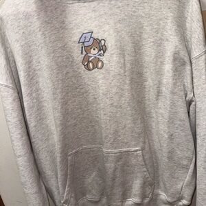 Hollister Light Gray Hoodie with Bear Design